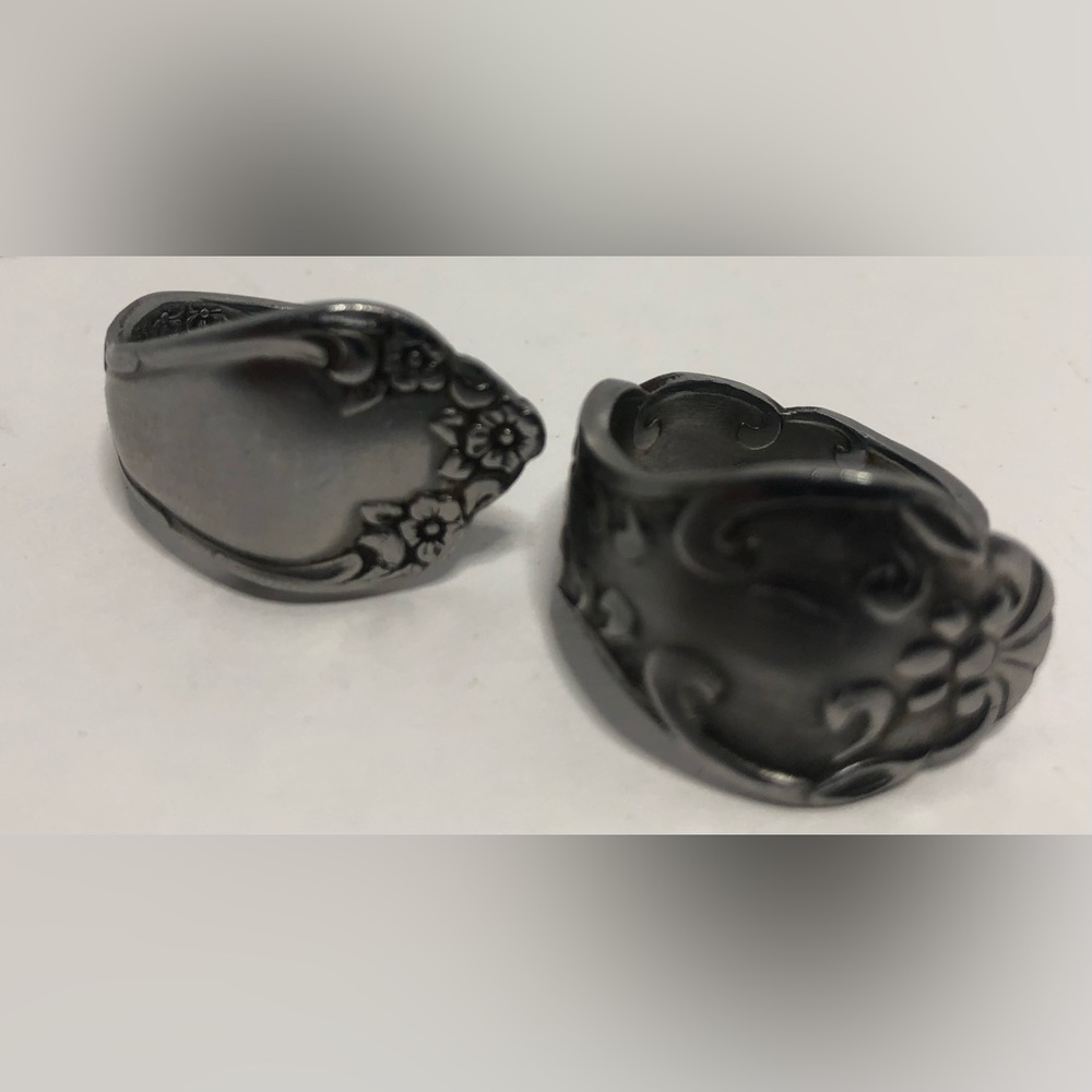 Handcrafted Spoon Rings (2) Silver Plated. Size 10, Can Be Adjusted Smaller